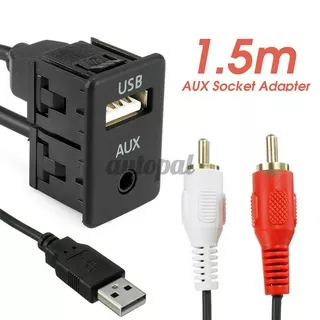 Kabel Usb Aux Stereo Female To 2 Rca Male Panjang 1m Dengan Jack 3.5mm Untuk Mobil/Perahu