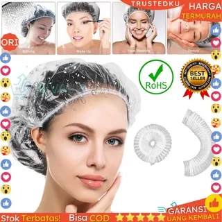 Penutup rambut plastik topi mandi PLASTIK Showercap keramas hotel Shower cap Penutup Kepala mandi rambut travel sekali