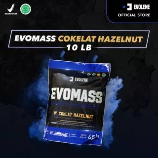 Evolene Evomass Rasa Hazelnut 10 lbs 4.5kg + Free Shaker/Singlet/Kaos Fitness Surplus,  Susu Suplemen penambah berat badan massa otot Mass Gainer mempercepat pemulihan tinggi kalori Kaya Nutrisi Karbohidrat Glutamine Bcaa Murah Halal Bpom Haccp Dan Gmp