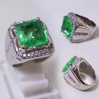 PARIS - CINCIN BATU ZAMRUD NATURAL BERIL EMERALD ASLI COLOMBIA / CINCIN BATU PERMATA MEWAH