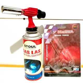 PAKET GAS TORCH MACUSA M-35 PLUS TABUNG GAS CARTRIDGE STOUL 250ML