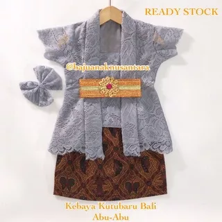 KEBAYA KUTUBARU BALI ANAK DAN BAYI WARNA ABU-ABU