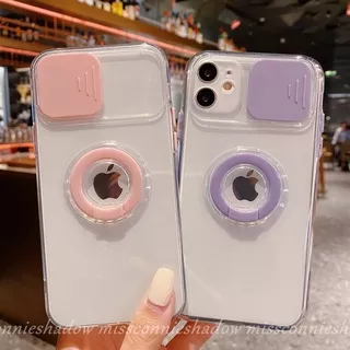 iPhone 8plus 7plus Candy Color Ultra-thin Transparent Phone Cover with Ring Holder Stand iPhone 12 Pro Max 11 Pro Max 8 7 6 6s Plus X Xs SE 2020 Camera Lens Protection Phone Case