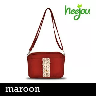 TAS SELEMPANG WANITA UNIK ETNIK KANVAS HANDMADE HEEJOU SWING MAROON