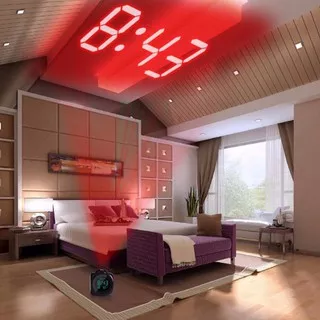 Jam Proyektor Digital Jam Digital Jam Alarm Light Projection LCD Display Digital Clock Voice Jam LCD