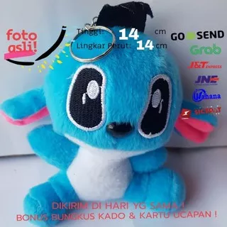 Unik Gantungan Ganci Kunci Motor Mobil Tas Karakter Boneka Stitch Biru Terlaris