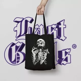 Tote bag TENGKORAK totebag resleting distro canvas / tas jinjing hitam polos vintage kanvas pria wanita