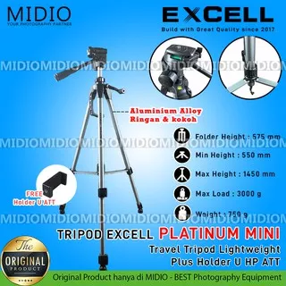 TRIPOD EXCELL Platinum Mini Travel Tripod Lightweight Plus Holder U HP