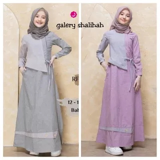 Rauna Terbaru RF 01 Grey - Rose / Gamis Remaja / Gamis Anak Tanggung Rauna RF 01 / dress wanita / baju anak tanggung / bisa sarimbitan / Fashion Muslim