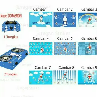 sticker kompor 1 tungku dan 2 tungku motif doraemon