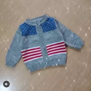 Sweater Cardigan Rajut Anak Cowok Cewek 5701 Abu Merah