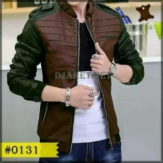 Jaket Motor Pria kombinasi coklat keren casual trendi anak motor