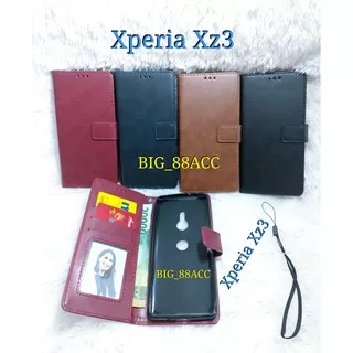 Leather Case Kulit Flip Cover Sony Xperia XZ3 Wallet Casing - Sarung Dompet