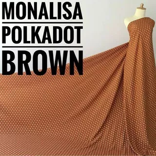 kain wolfis monalisa motif polkadot brown/kain meteran/kain woolpeach/kain monalisa(harga per½meter)