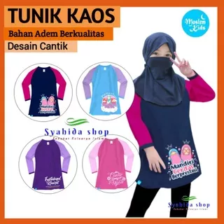 Moslemkids Tunik Anak Cotton Combed 3-16Tahun S M L XL 3XL Baju Islami  Lengan Panjang Kaos Perempuan Tshirt  Akhwat Syari Muslimah motif Daily Wear Karakter Akhwat Outdoor Stylist Simple Islamic