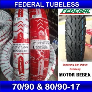 BAN TUBLES  MOTOR BEBEK 70/90  80/90 RING 17 AHM FEDERAL SEPASANG DEPAN BELAKANG UNTUK MOTOR SUPRA X 125 HONDA REVO BLADE SATRIA FU 150 YAMAHA JUPITER Z VEGA R TUBELESS