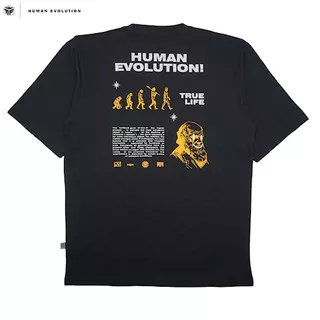 Tshirt Pria Dan Wanita Human Evolution Black | Kaos Baju Distro Bahan Cotton Original - Size M L XL