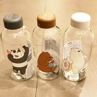 MINISO We Bare bears glass bottle 600ml / botol kaca miniso / botol kaca we bare bears