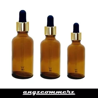 ACZ Botol Serum Vape Kaca Tebal Frosted Amber Bottle With Dropper Pipet With Black Gold Cap 1 pcs
