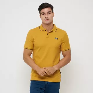 HOLD Kaos Kerah Pria Polo Shirt Basic Yellow 86 Stripe Black 10