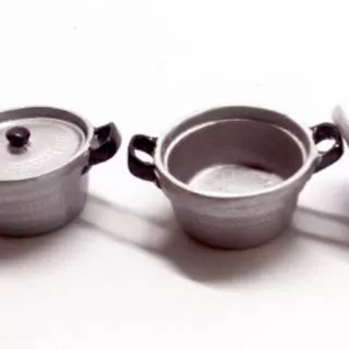 Miniatur Panci silver/resin/diorama/hiasan/seni/kreatif/fiberglass/souvernir/kerajinan/handmade