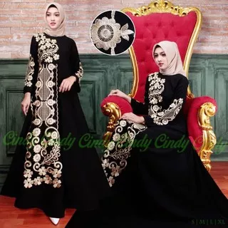 Baju Gamis Abaya Hitam Jetblack Bordir Daiva Busana Muslim Wanita Turkey Saudi Dubai Maxi Syari