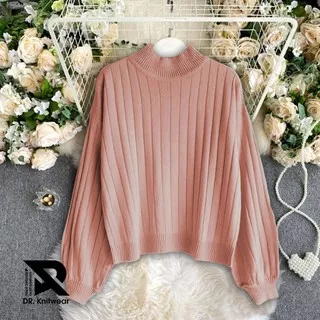 Sweater Rajut Jovanka Oversize Premium Dusty Pink - Baju Rajut Wanita Tebal Berkualitas Termurah