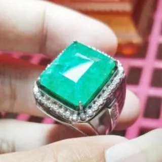 Zamrud Colombia asli Moderat Cincin Perak Handmade Cincin super Mewah Cincin Pria Cincin Elegan