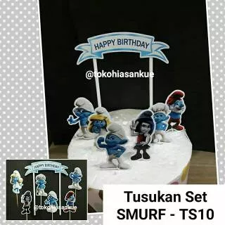 TS 10 - Cake Topper Hiasan Tusukan Kue Smurf