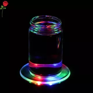 ROSE Transparent Coaster Cocktail Light Pad Luminous Coaster Bar Colorful Luminous Base Lamp Holder Acrylic Wine Pad/Multicolor