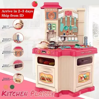 Mainan Anak Perempuan Laki Laki Kitchen Set Mainan Anak Desain Peralatan Masak Dapur Simulasi Memasak Edukasi Masakan Besar Kompor Hadiah Makan Berpura-pura Bermain Awal Belajar Mini Cooking Toy Playset Tablew