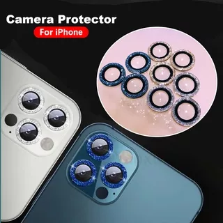 ?3pcs/set?iPhone 13 Pro Max/13 Mini/13 Pro Bling Metal Ring Aluminum Alloy + Tempered Glass Camera Lens Screen Protector for iPhone 13 Full Coverage Film