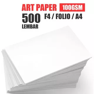 1 RIM 500 Lembar Kertas Art Paper 100 Gram GSM Artpaper F4 Folio A4 Brosur Kalender Flyer Poster