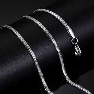 Kalung Titanium Stainless Steel Fashion Pria Wanita Motif Ular Silver