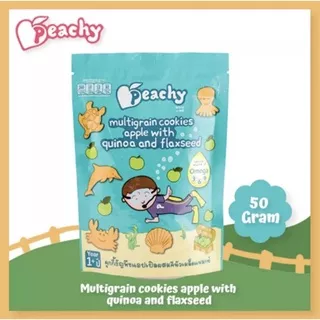 PEACHY 12+ Cookies Multigrain Apel, Kinoa dan Biji Rami Pouch 50gr