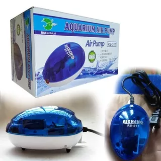 Pompa Udara Aquarium Alat Oksigen Akuarium Risheng Silent Aerator 1.5W - Alat Mompa Pompa Udara Mesin Airator - Gelembung Air Aquarium Mini 1.5W Tanpa Selang - Blue
