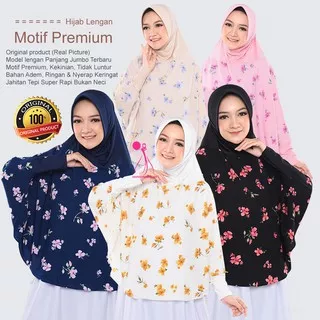 Jilbab Lengan Panjang Jumbo Terbaru Khimar Bergo Syari Original Motif Premium Jersey Mix Murah