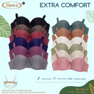 Bra 1/2 Cup Sorex -9853 Busa Tipis  Kawat | Bh Sorex Setengah Cup Berpori