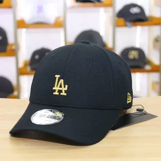 Topi Baseball LA Hitam Emas Black Gold Mirror Premium Branded