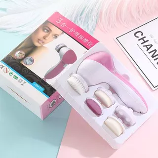 SET SIKAT WAJAH 5 in 1 BRUSH FACIAL KULIT MUKA ELEKTRIK ALAT PEMBERSIH SPA PIJAT MASSAGER LA047P3