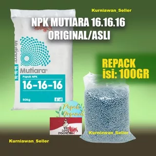 Pupuk NPK Mutiara 16-16-16 Biru Repack 100 Gram / Pupuk Mutiara 16