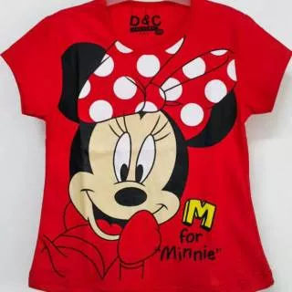 GROSIR KAOS ANAK KARAKTER 1-6,7-10 MINNIE RED