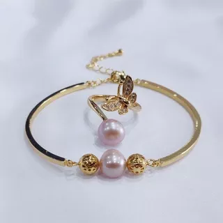 Set lapis emas mutiara air tawar asli lombok Aksesoris mutiara lombok Aksesoris hijab Gelang mutiara lombok asli Cincin mutiara lombok asli Fashion wanita Aksesoris wanita murah Perhiasan lapis emas Gelang tangan Gelang serut mutiara asli lombok Mutiara