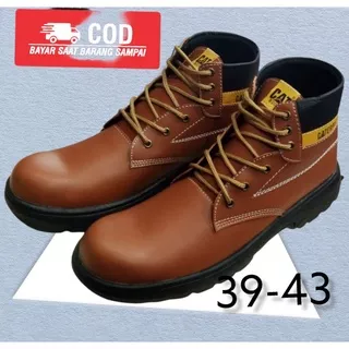 SEPATU BOOTS SAFETY CATERPILLAR 01//SEPATU KERJA LAPANGAN, PABRIK, TRAKTOR, POM BENSIN//SEPATU TAURING//SEPATU JALAN JALAN//SEPATU KOBOR//SEPATU SAFETY SOLE DIJAHIT KELILING