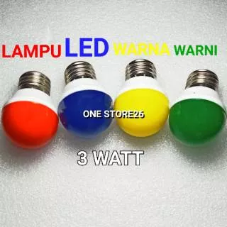 LAMPU LED 3WATT WARNA WARNI FITTING E27