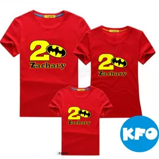 Baju Kaos Ulang Tahun Keluarga Batman Family Couple / Kaos Request FREE Nama Tulisan Custom / Kaos Ultah Keluarga Anak / Kaos Ulang Tahun Batman