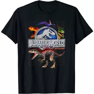 Kaos Anak Jurassic World Evolved Dino Grid T-Rex Graphic T-Shirt Fashion Baju Atasan Anak Laki Laki Perempuan Distro Umur 1 2 3 4 5 6 7 8 9 10 11 12 Tahun