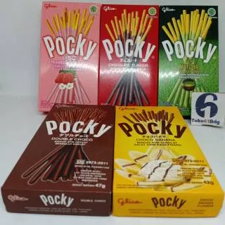 PROMO ! POCKY biskuit bersalut krim greentea / coklat / strawberry / pisang / double choco