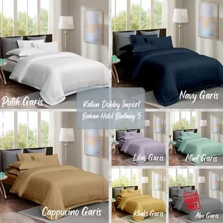 Ellenov Bedcover Dobby Kingkoil Bedcover Hotel Bed Cover Putih Garis Hotel Bad Cover Set Sprei