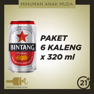 Beer Bir Bintang Pilsener Kaleng 320 ml ( Paket 6 Kaleng ) - Minuman Anak Muda